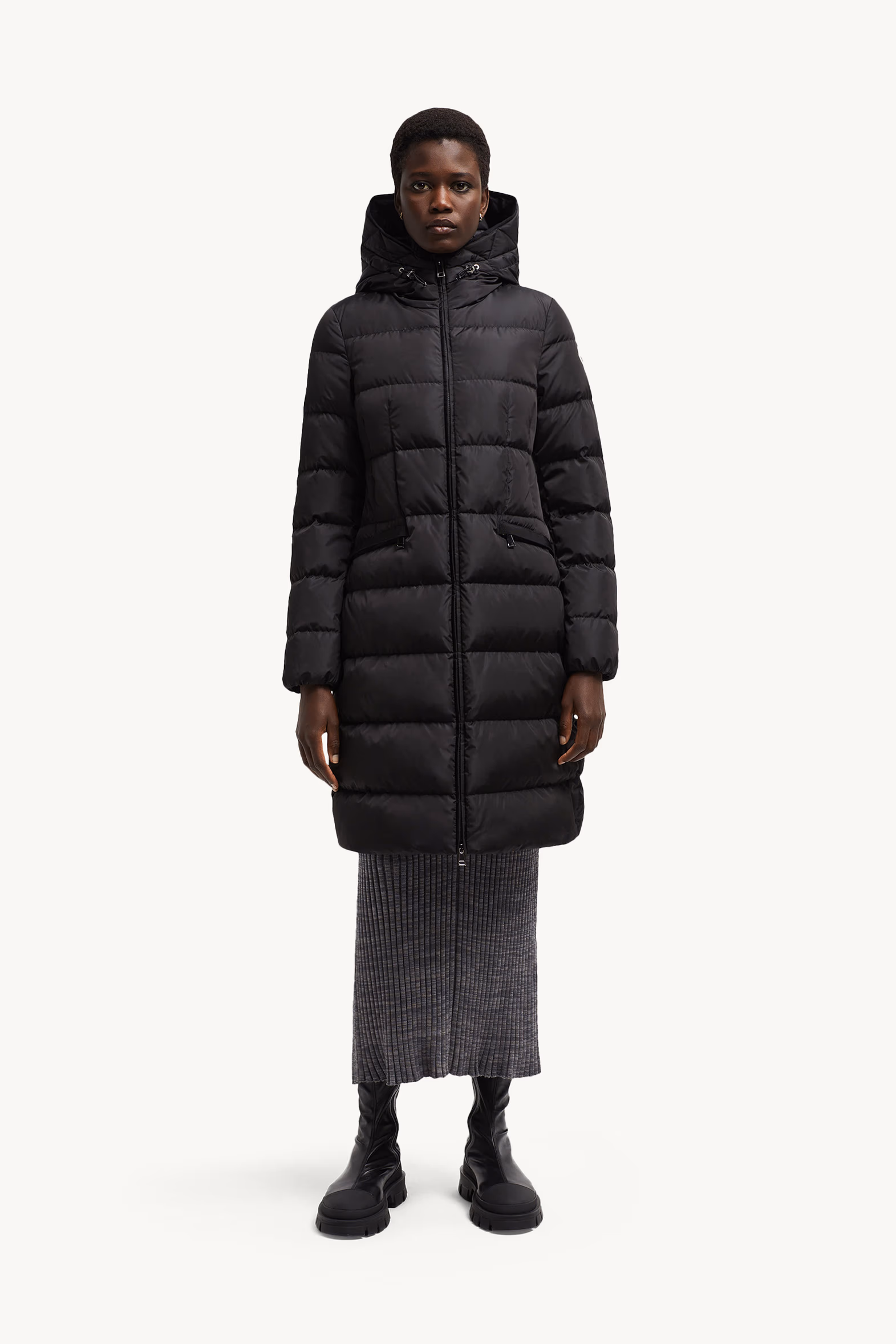 Avocette Hooded Long Down Jacket Women Black Moncler 3